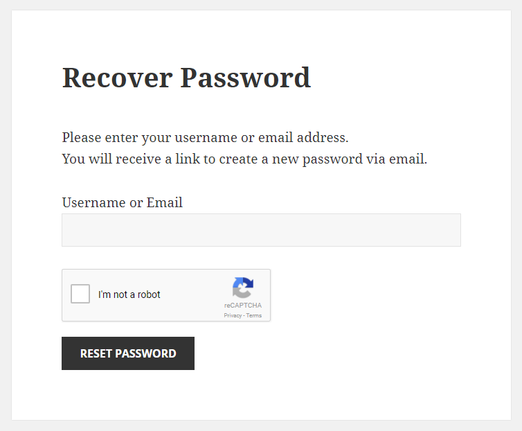Paid Member Subscriptions - reCaptcha - Recover Password Form
