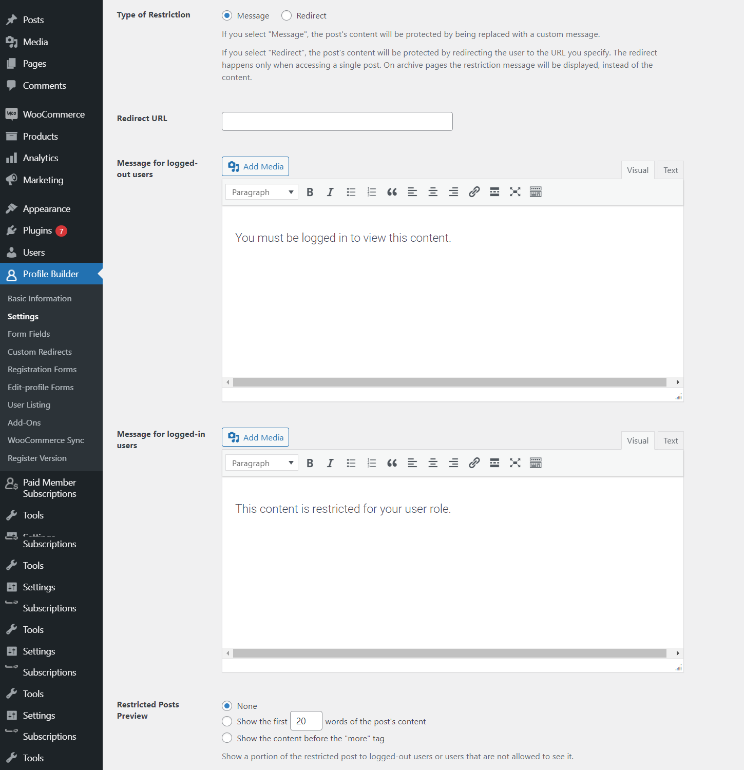 Content Restrictions customization