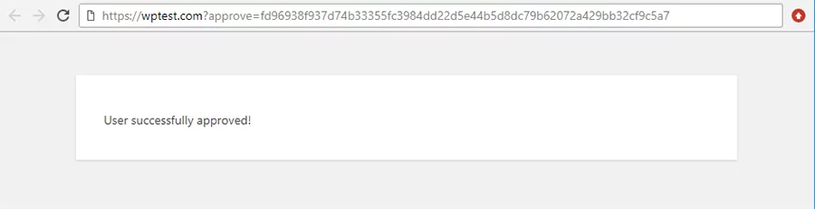 WordPress approve new users success message