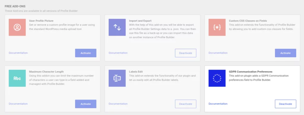 gdpr communication preferences add-ons page