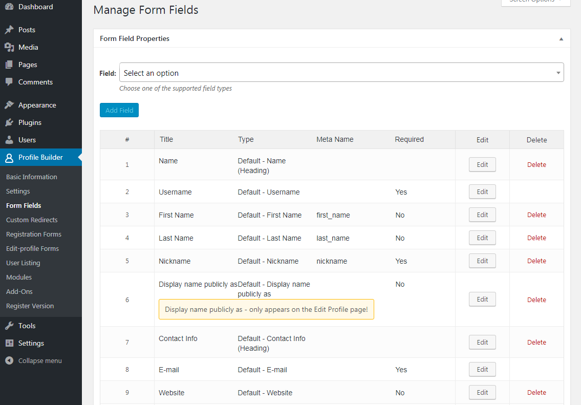 form fields cozmoslabs basic contact information form
