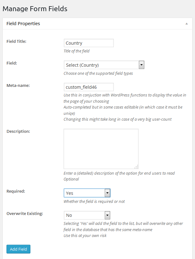 Form Fields - Cozmoslabs