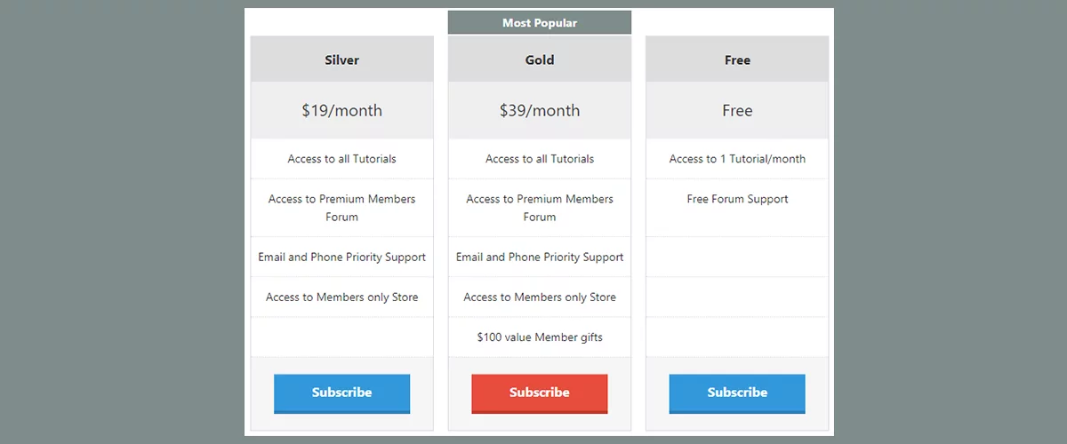 Membership Pricing Table featured image