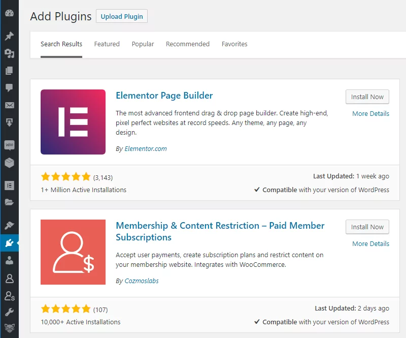 Plugins for creating an Elementor Membership site