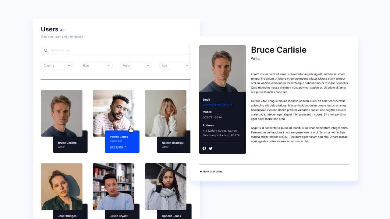 Profile Builder member directory preview