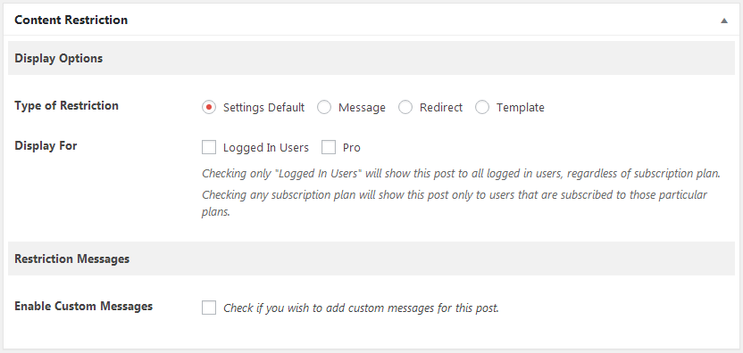 Paid Member Subscriptions - Content Restriction
