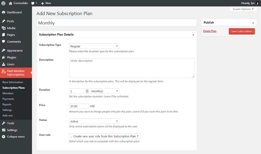 Add Group Membership Plan in Paid Member Subscriptions