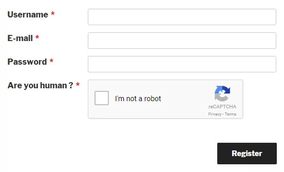 Preview of reCAPTCHA field