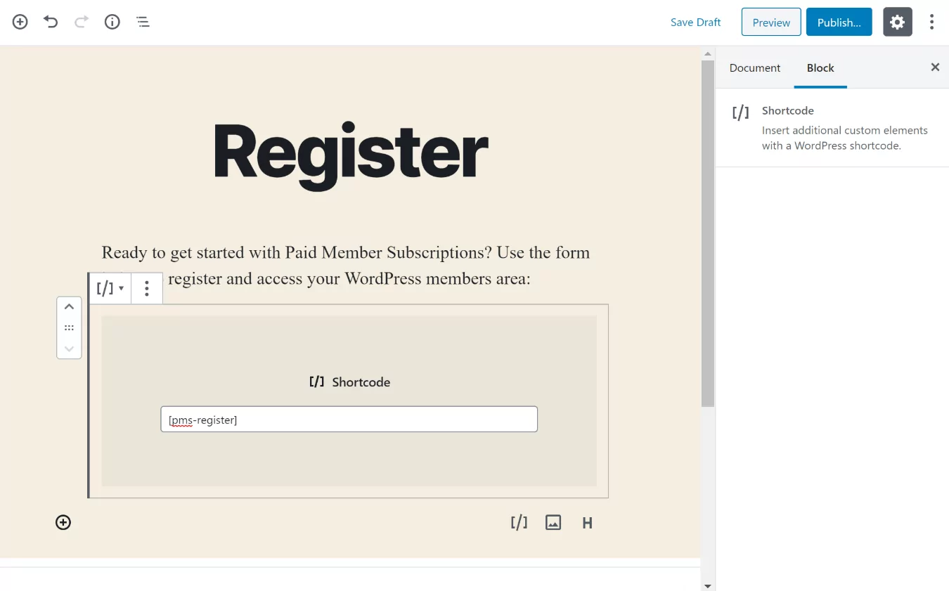 Create members area registration page