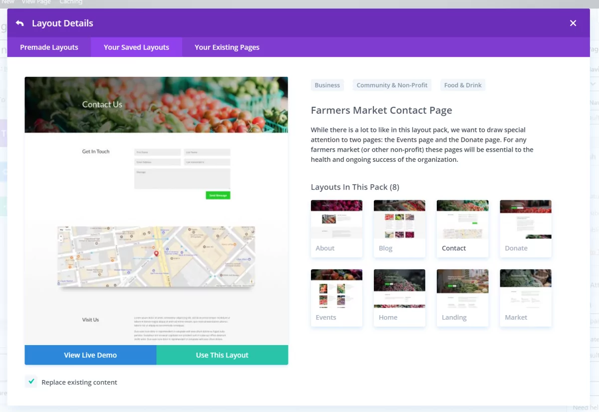 Divi membership site layout