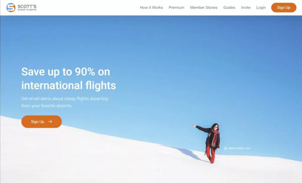 Membership Website Example: Scott's Cheap Flights - membership website for travelers