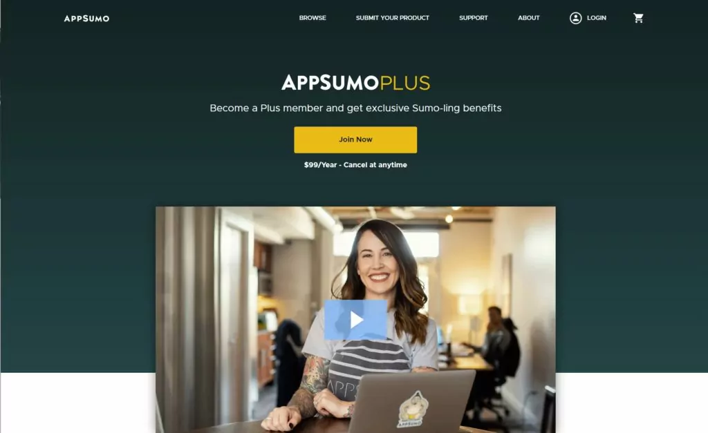 Membership Website Example: AppSumo Plus - eCommerce membership website
