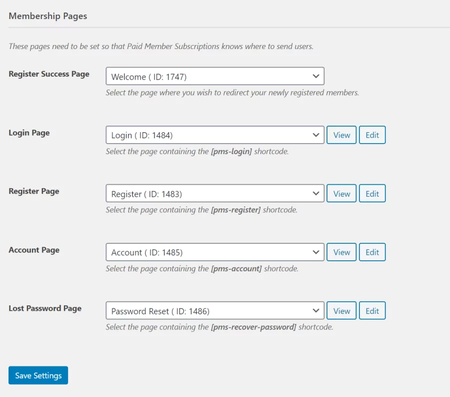 Successful registration page