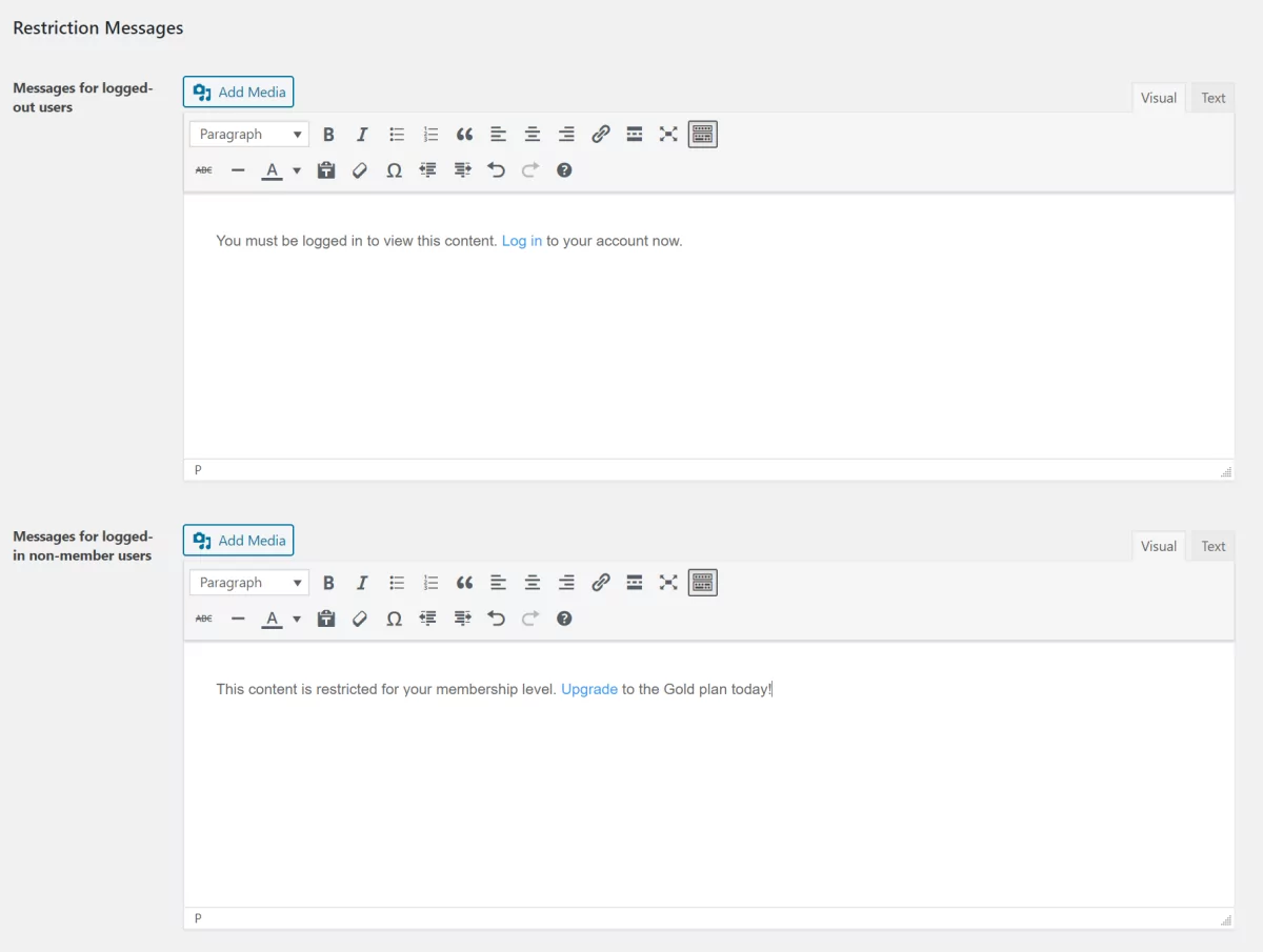 Customize restriction messages