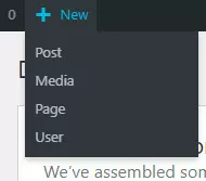 Create new user for a WordPress website via the admin bar