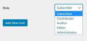 WordPress choose new user role