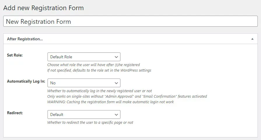 WordPress Profile Builder plugin front-end registration form