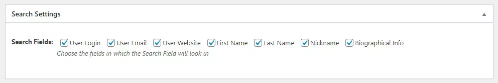 WordPress User Management Plugins - Search Settings
