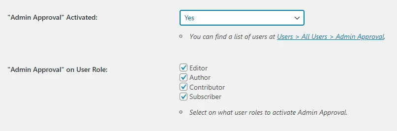 WordPress Profile Builder plugin activate admin approval