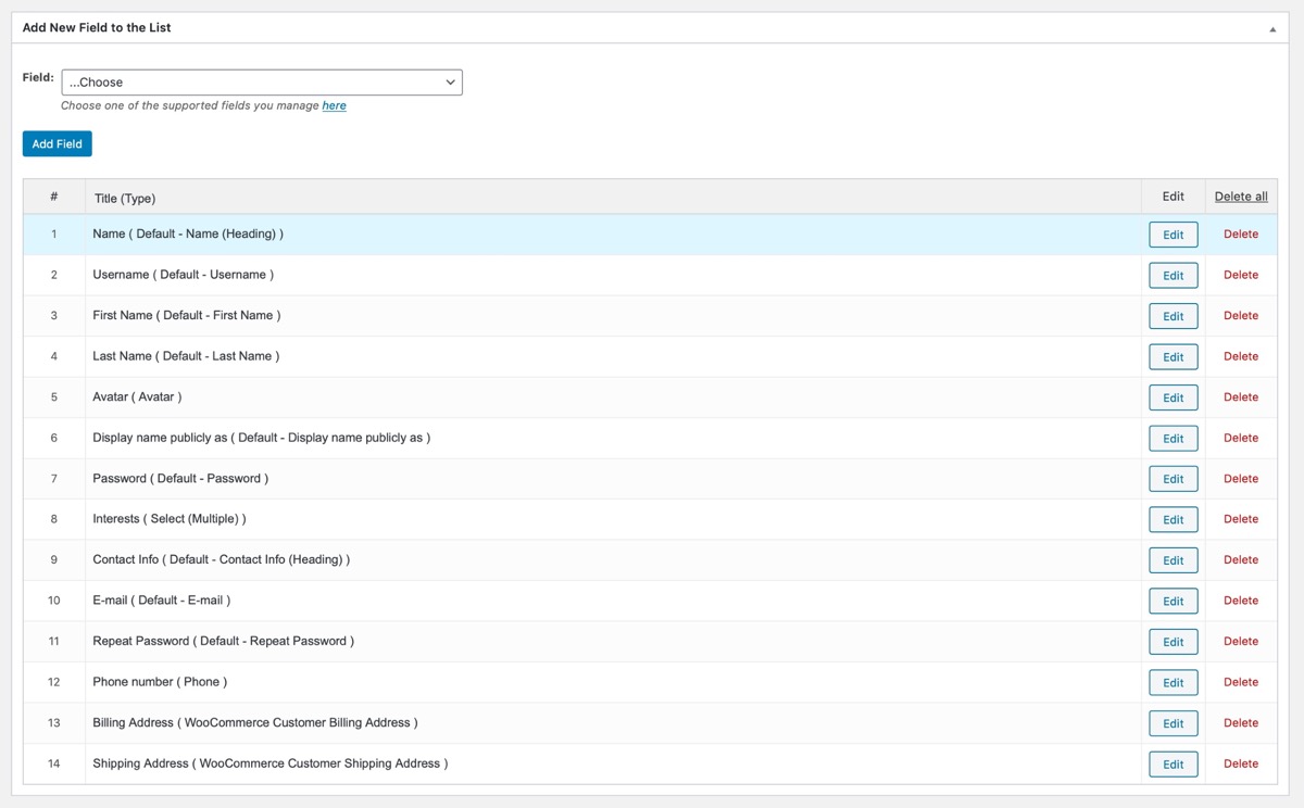 complete editing profile fields