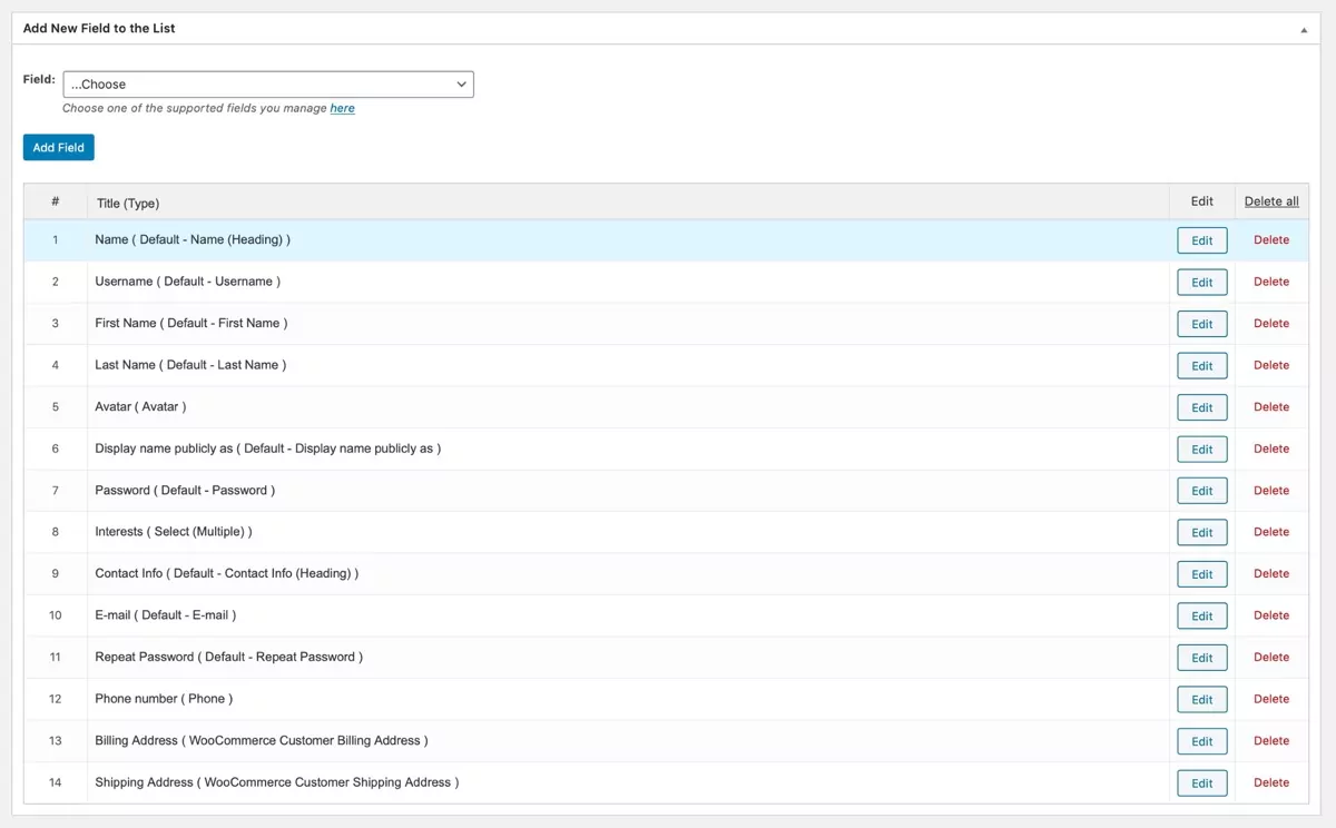 complete editing profile fields