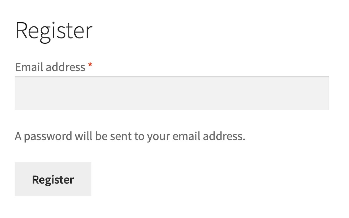 default WooCommerce registration form