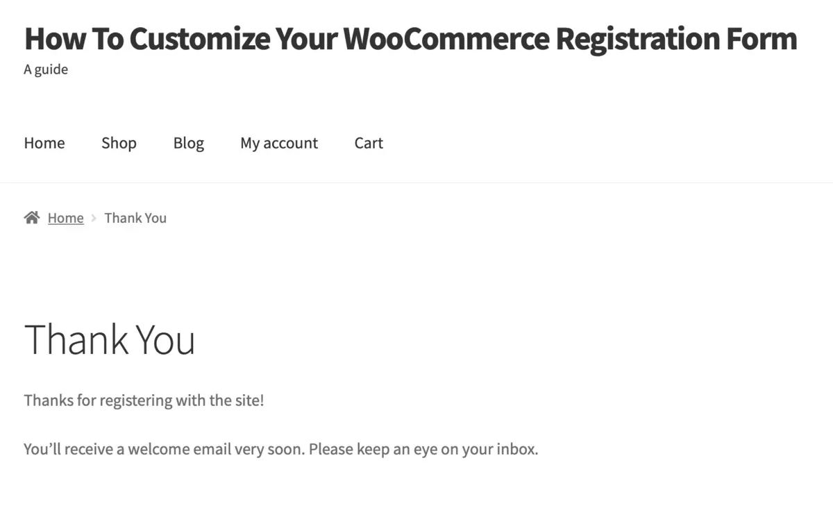 thank you page front end