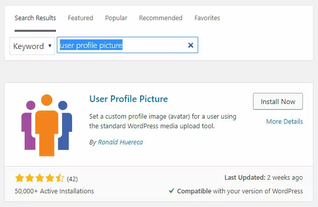 User Profile Picture plugin installation