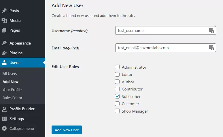 How to add new user in WordPress