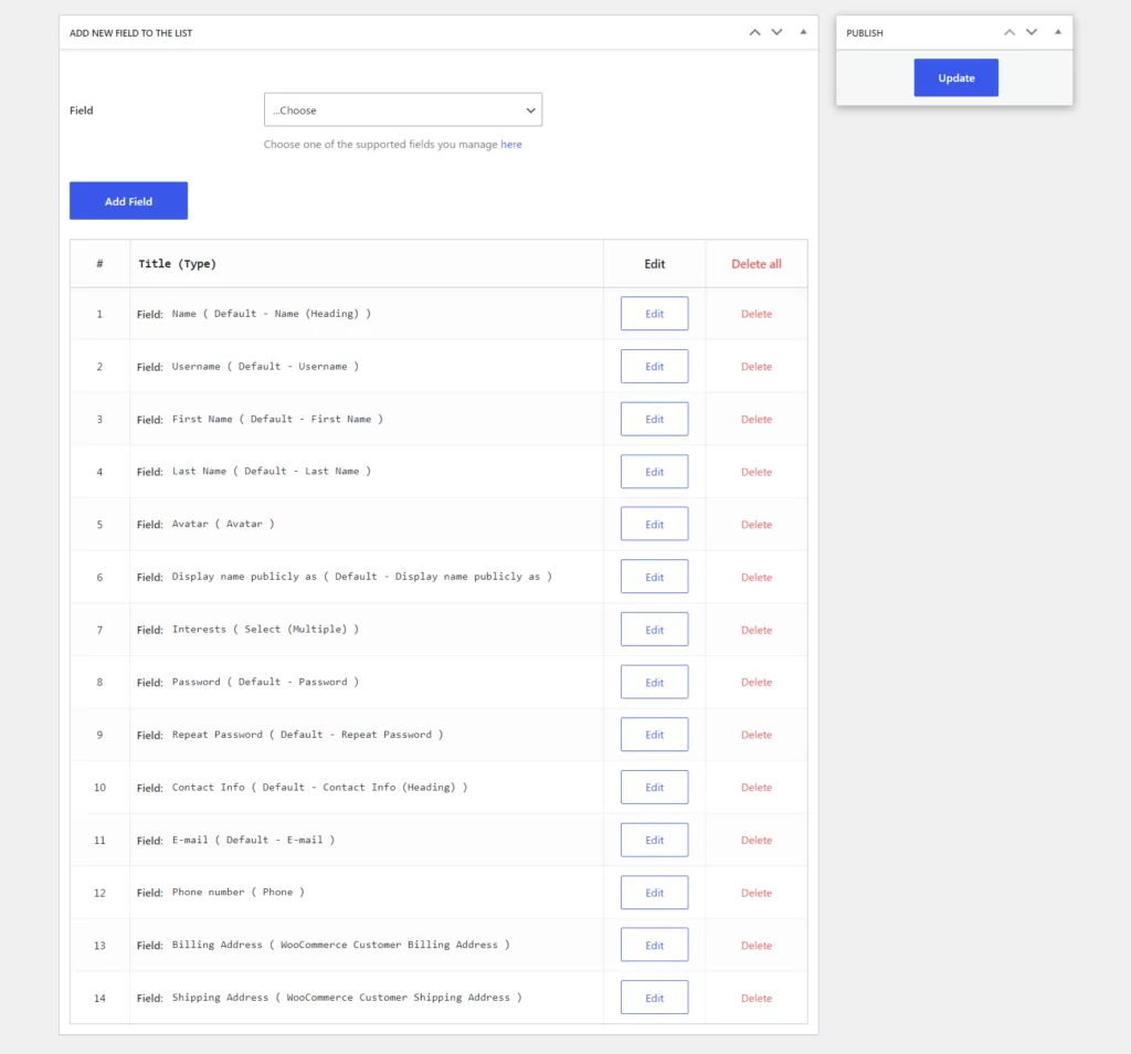 complete editing profile fields