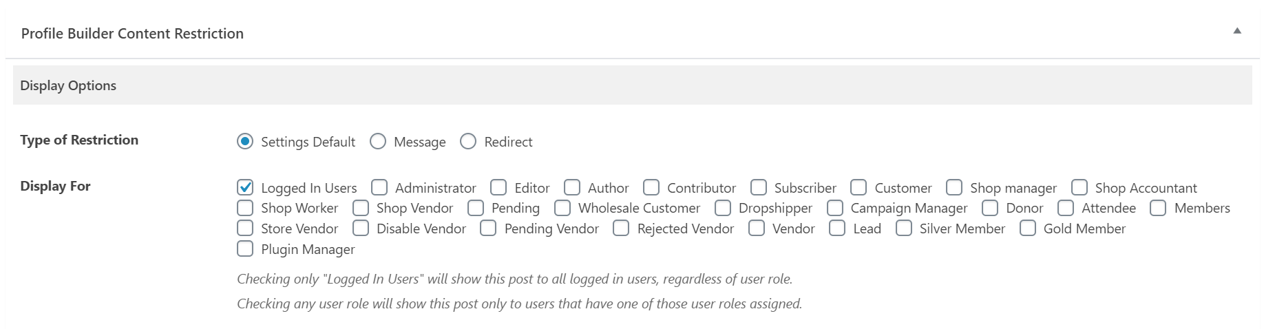 Profile Builder Pro content restriction rules