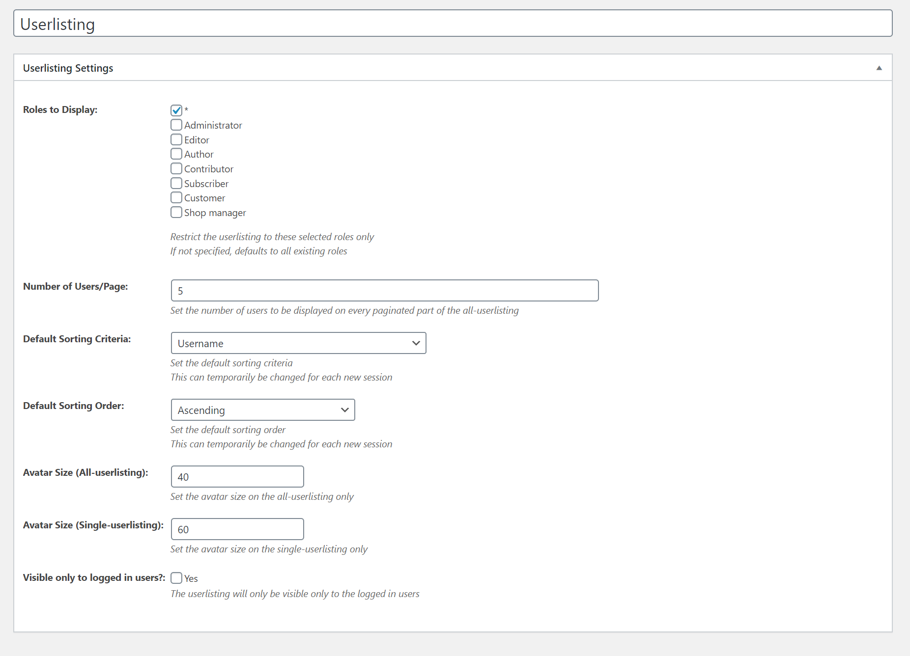 WordPress Profile Builder Pro - Userlistings