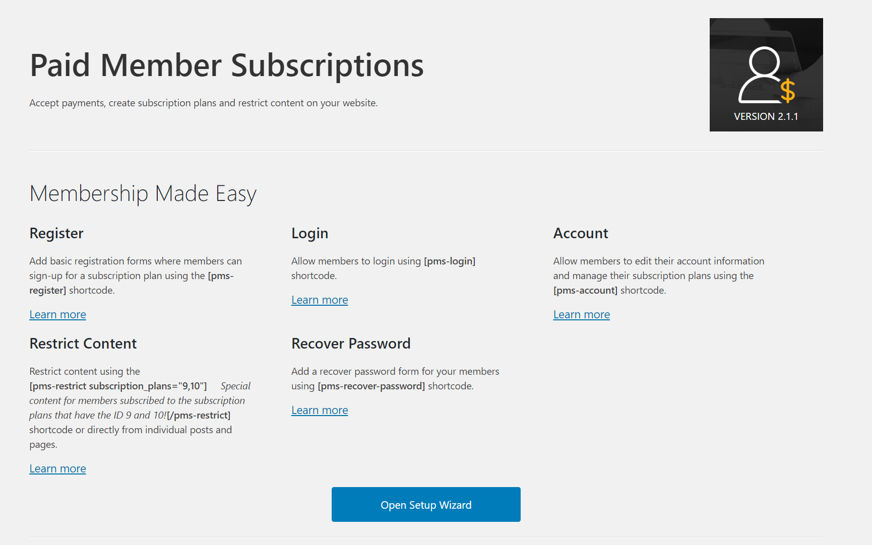 Paid Member Subscriptions dashboard