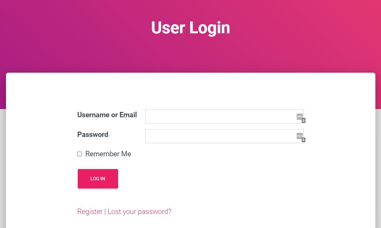 Custom frontend login with "register" and "lost password" buttons