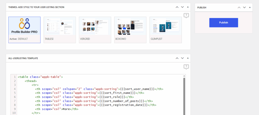 Profile Builder User Listing Templates