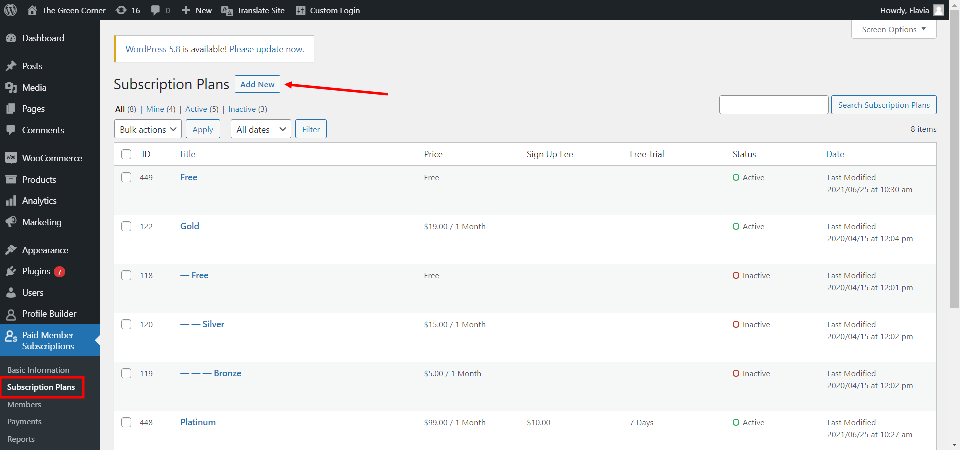 Adding a new subscription plan