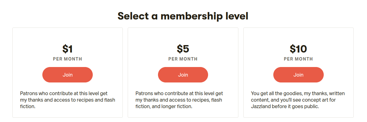patreon subscription tiers