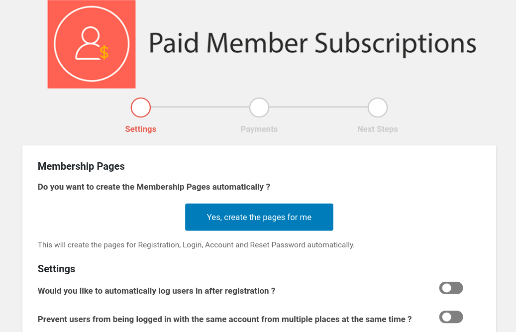 paid member subscriptions plugin setup