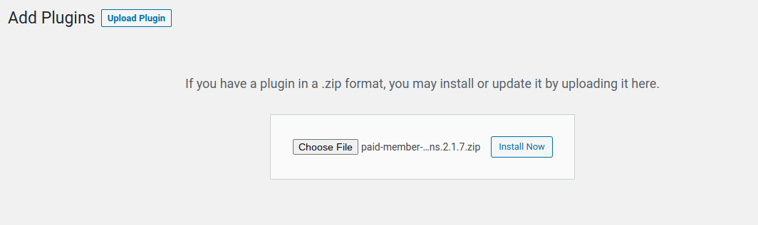 upload paid member subscriptions plugin