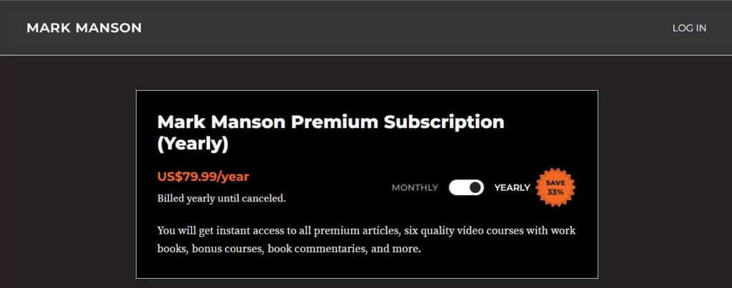 Mark Manson subscription website