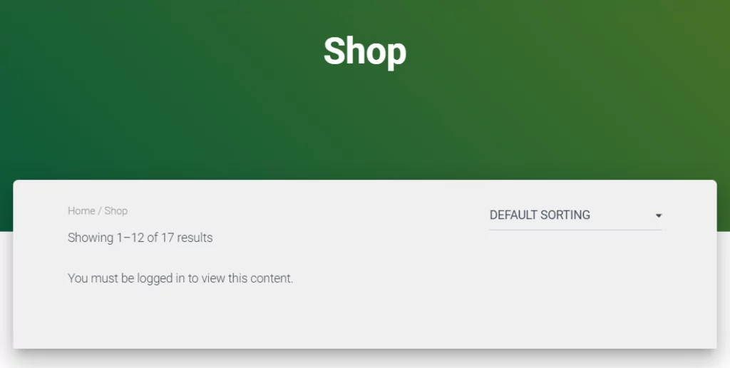 restrict shop page on front end