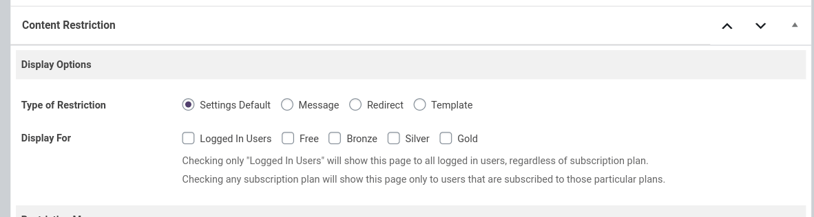 Content restriction for pages and posts
