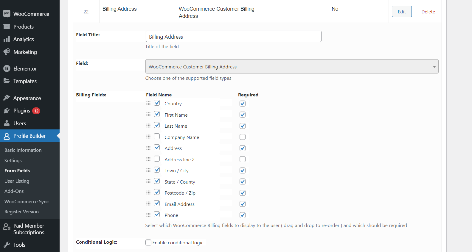 Managing WooCommerce Address Fields in Posts Builder Interface