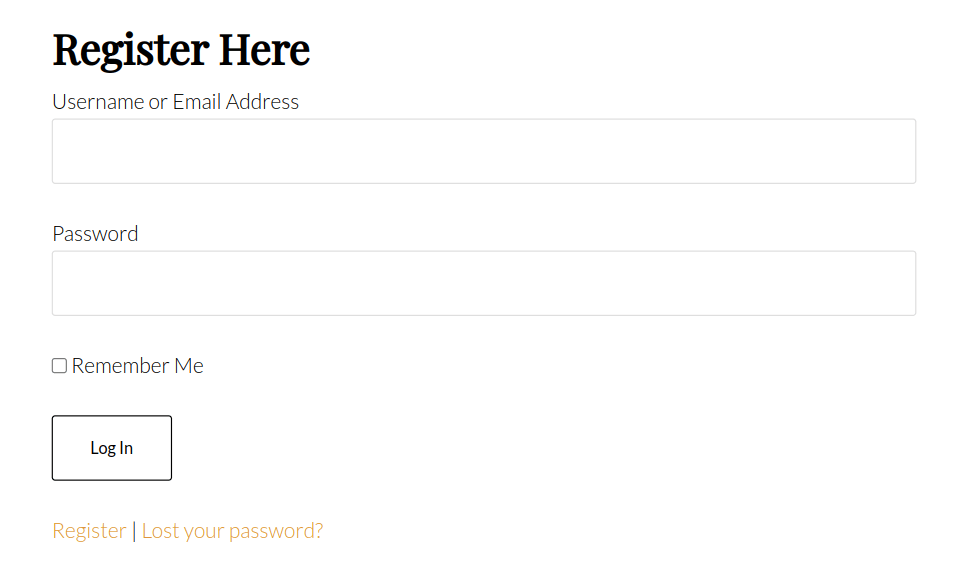 login form shortcode example