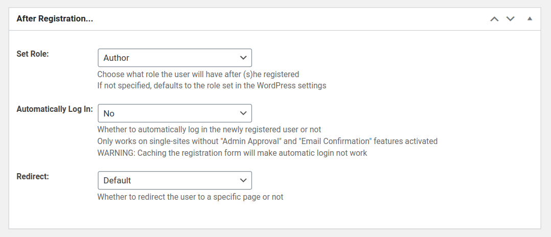 multiple registration forms set user roles