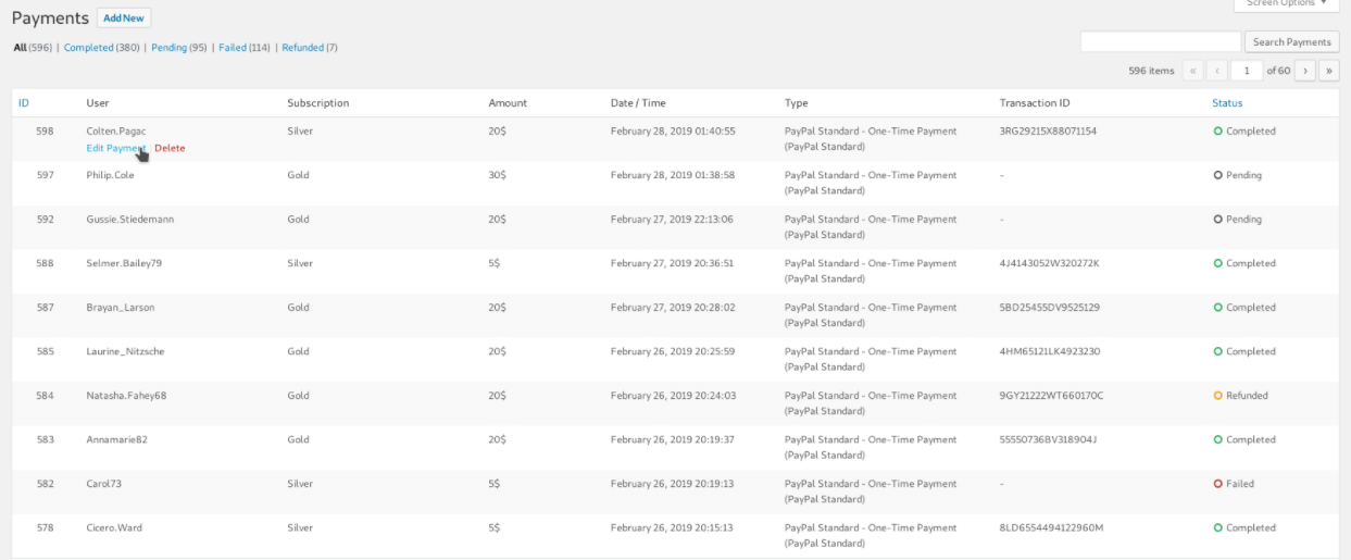 payments interface