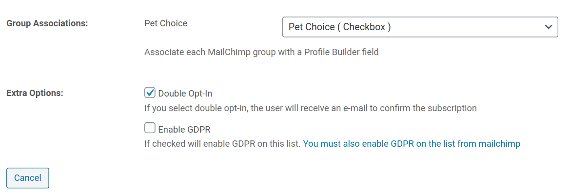 mailchimp group associations