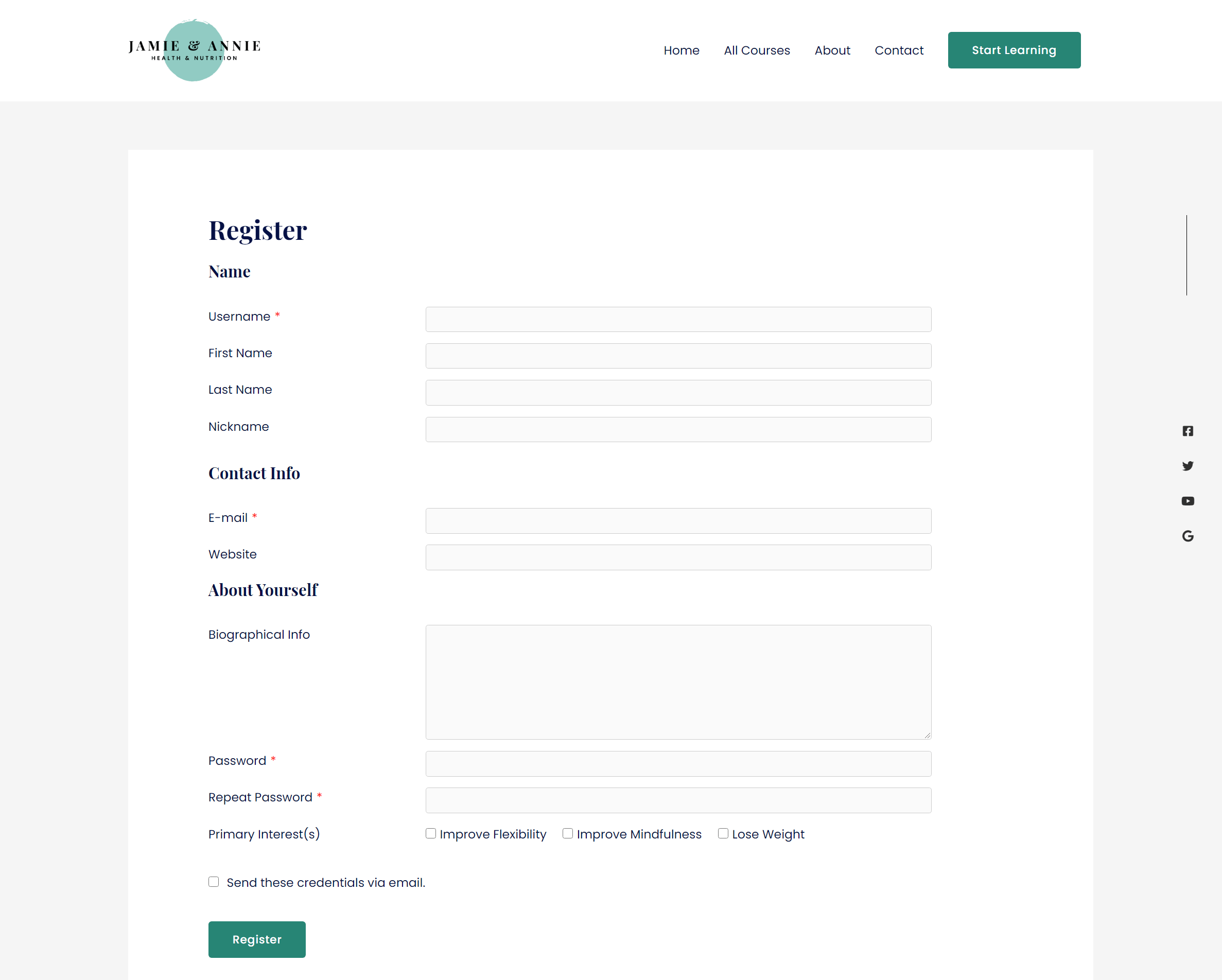 Profile Builder registration form