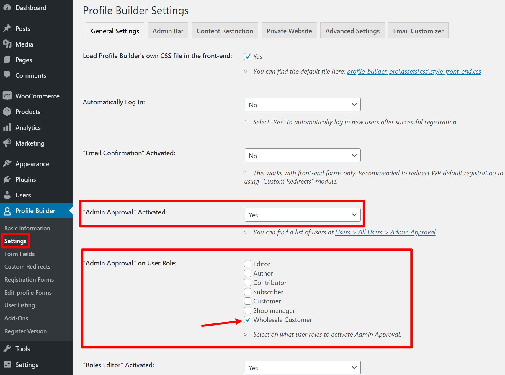 Require admin approval for WooCommerce roles
