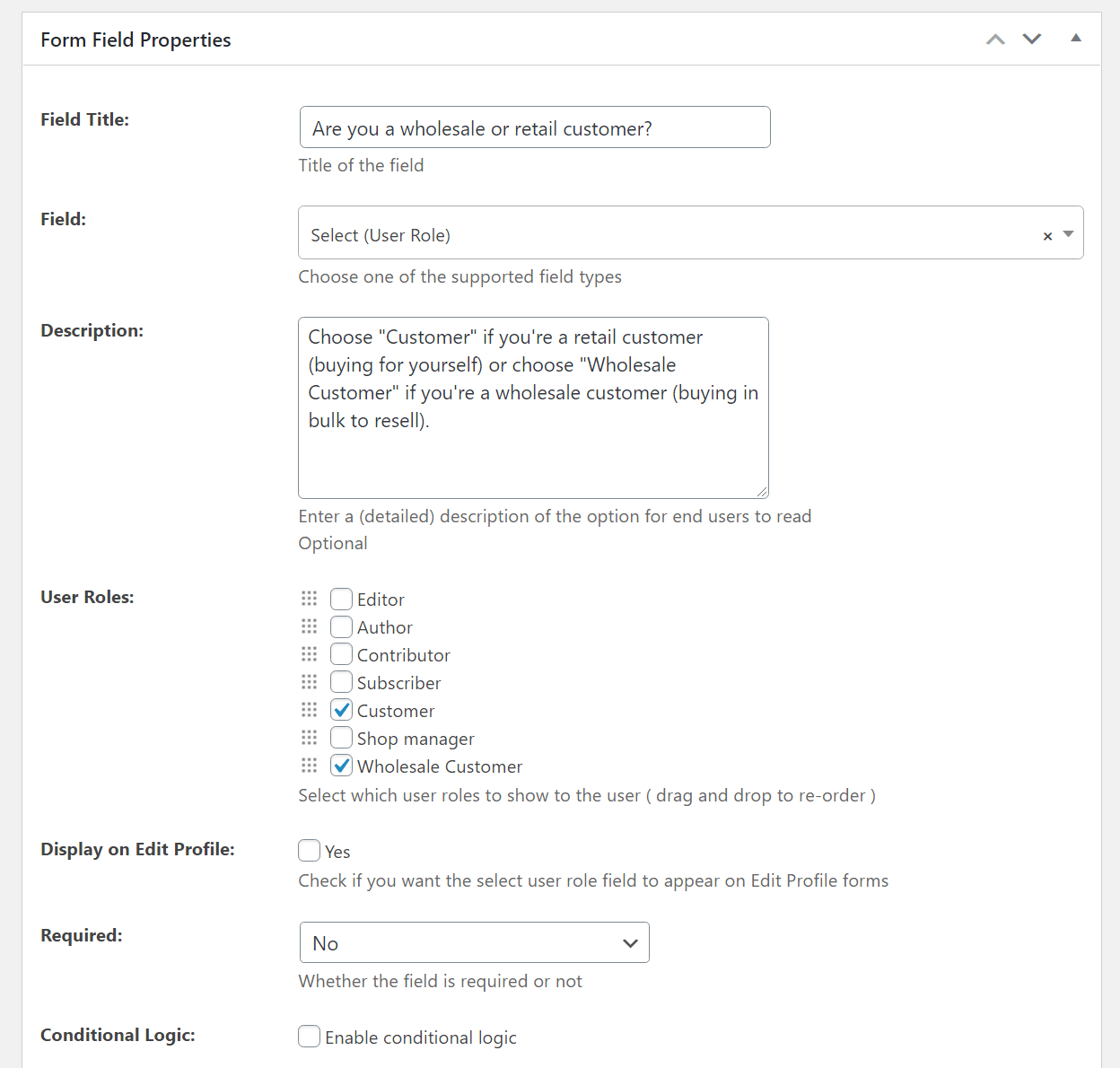 Adding role select field